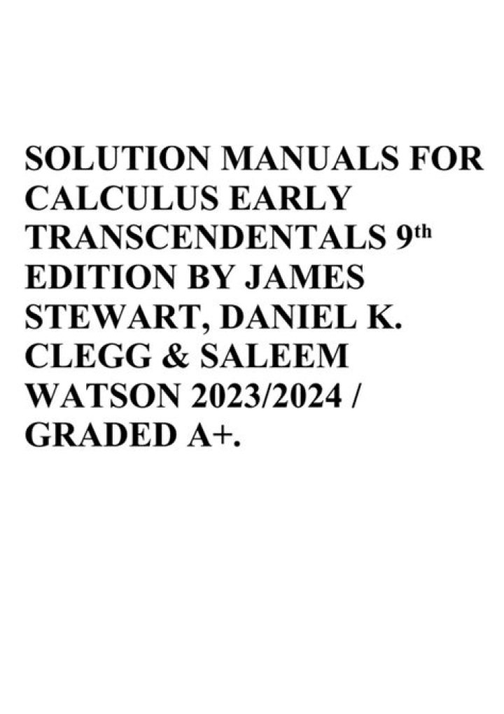 Calculus Early Transcendentals 9th Edition Answers PDF – Step-by-Step Solutions