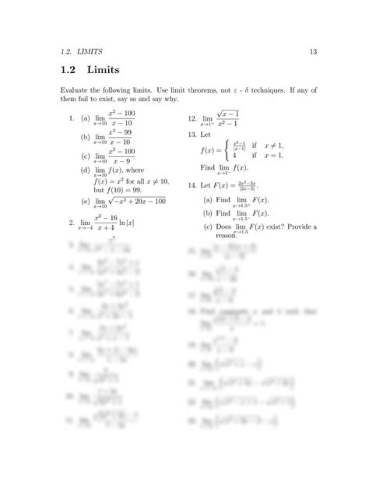 Calculus Limits Practice Test PDF – Perfect for Exam Prep