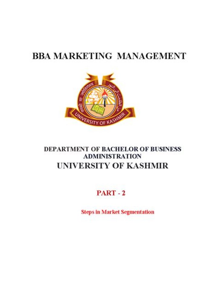 Calicut University 4th Semester BBA Marketing Management PDF Notes & Solved Papers