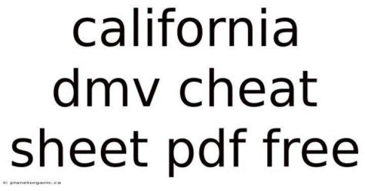 Free California DMV Cheat Sheet PDF – Crack the Test Fast