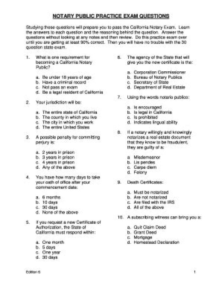 California Notary Exam Practice Test PDF – Prepare & Pass with Confidence