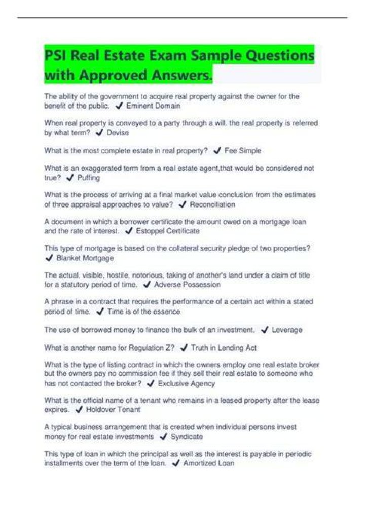 California Real Estate Exam Questions & Answers PDF Download