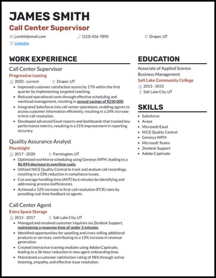 Call Center Manager Resume PDF for Successful Job Applications