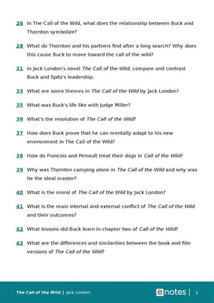 Call of the Wild: Questions & Answers PDF Guide