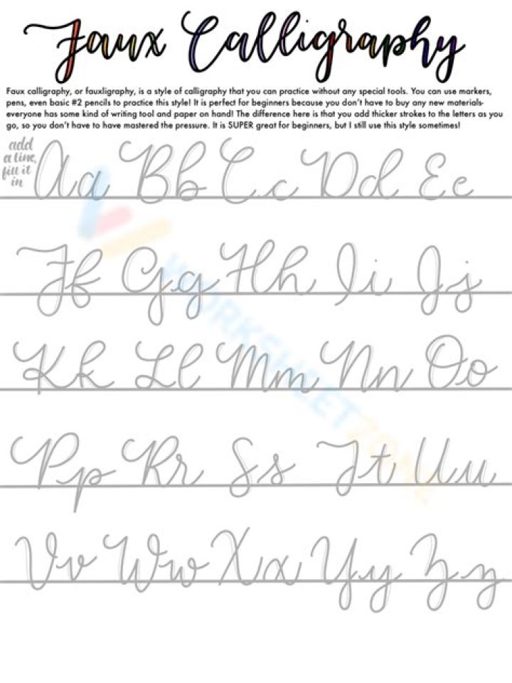 Calligraphy Handwriting Worksheets PDF for Perfect Penmanship