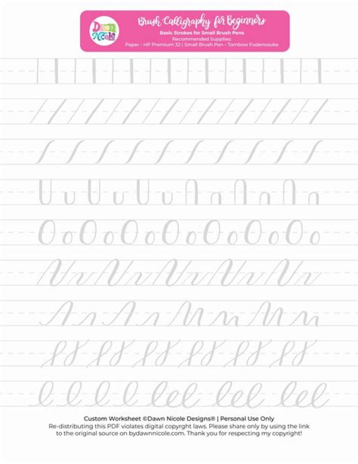 Free Calligraphy Worksheets PDF for Beginners & Advanced