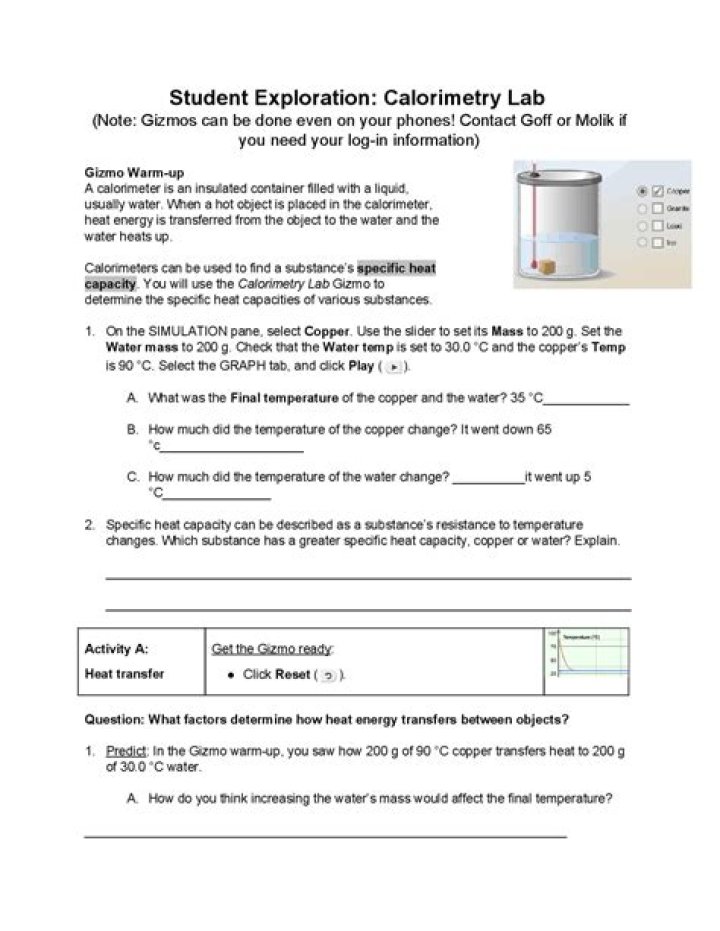 Calorimetry Gizmo Answers PDF: Step-by-Step Solution Guide