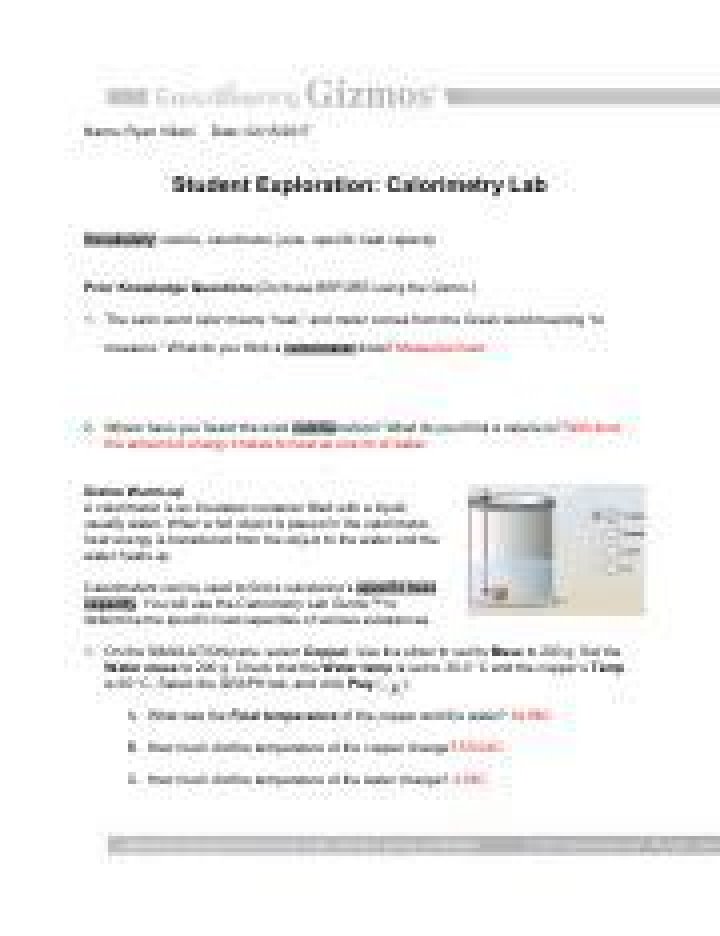 Calorimetry Lab Gizmo Answers PDF – Step-by-Step Solutions