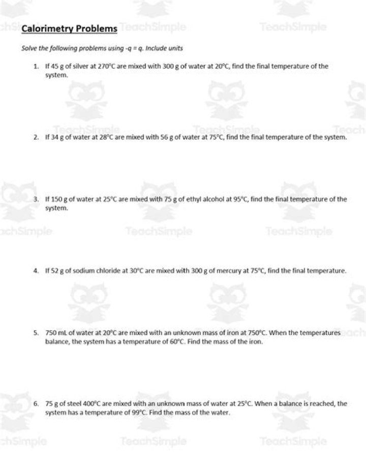 Calorimetry Practice Problems with Answers PDF – Free Download