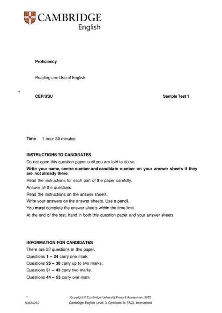 Cambridge C2 Proficiency Sample Test PDF – Practice Now