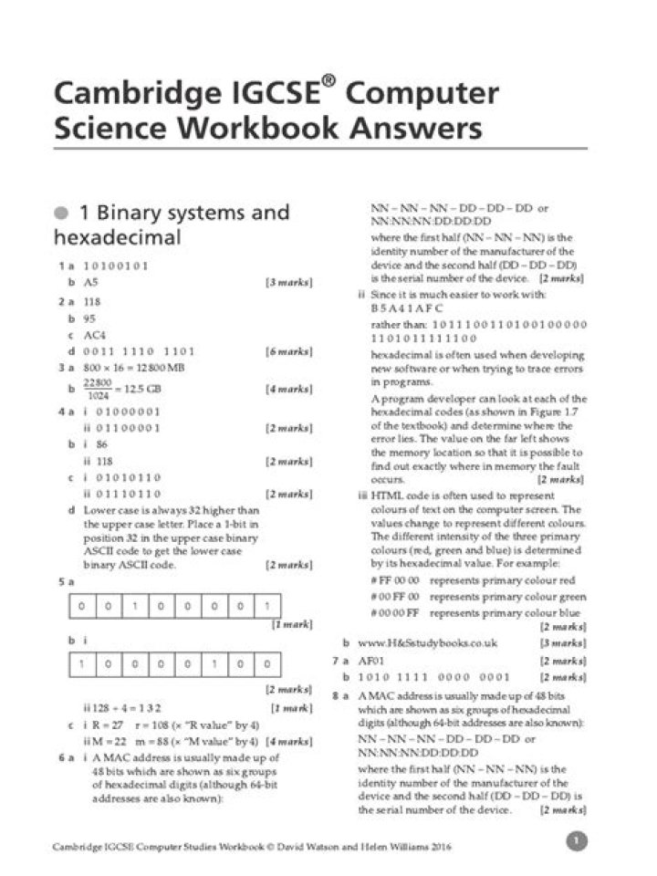 Cambridge IGCSE Computer Science Workbook Answers PDF – Complete Solutions