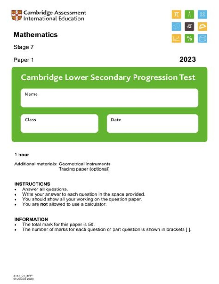Cambridge Primary Progression Test Stage 5 Maths PDF – Instant Download