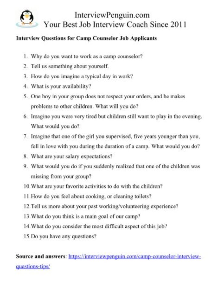 Camp Counselor Interview Questions and Answers PDF Guide