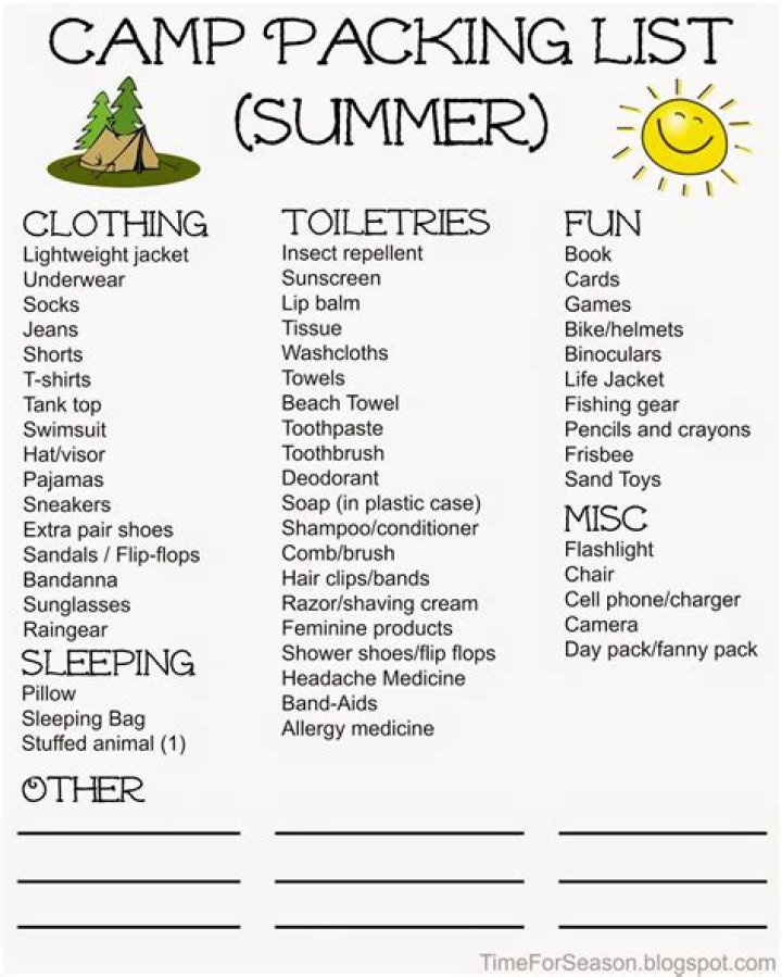 Camp Counselor Packing List PDF – What to Bring