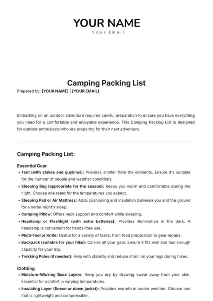 Camp Ozark 2025 Packing List PDF – Essential Gear & Checklist
