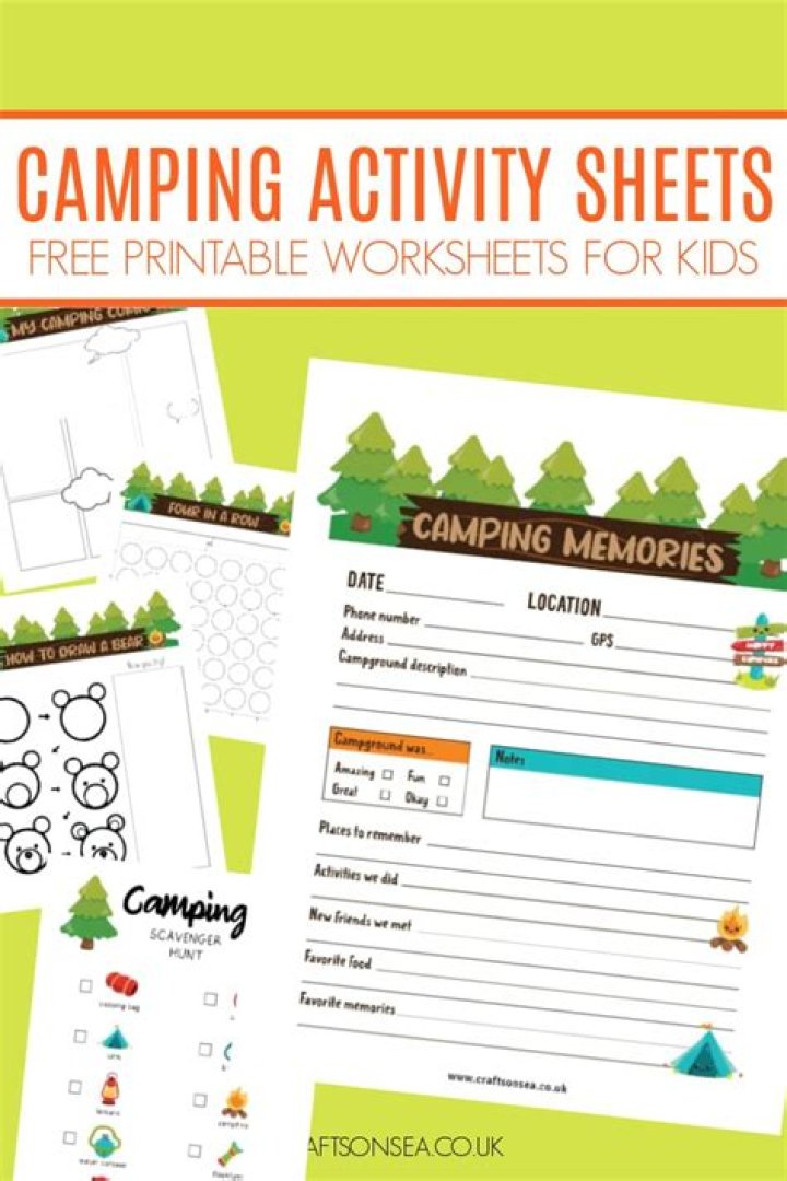 Free Camping Worksheets PDF – Printable Outdoor Adventure Activity Sheets