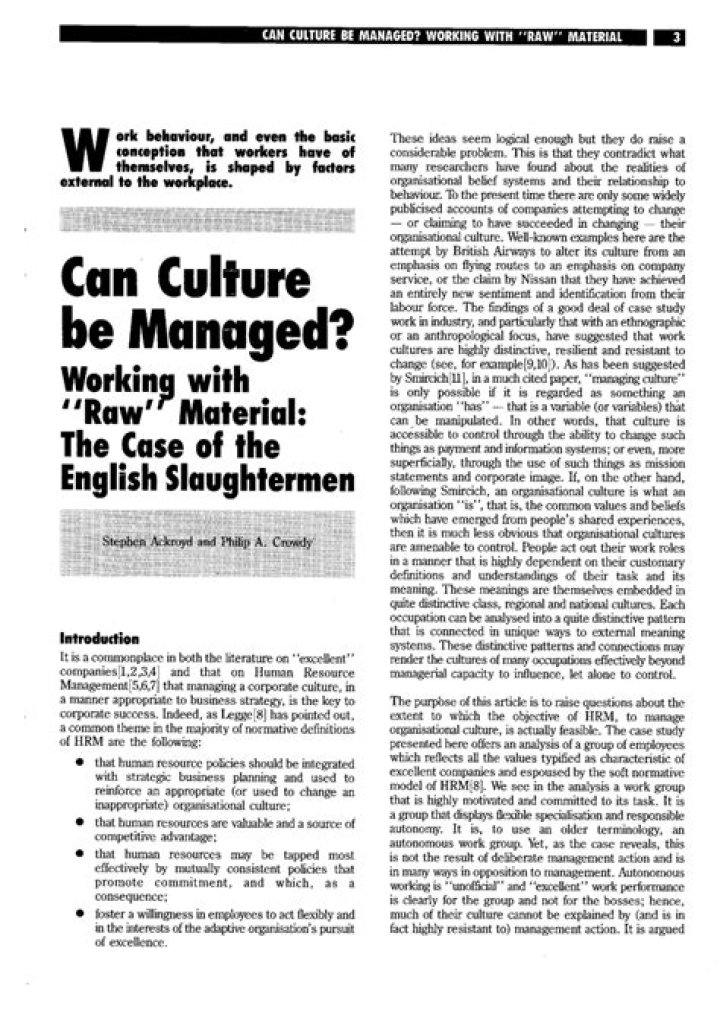 Can Culture Be Managed? Expert PDF Guide