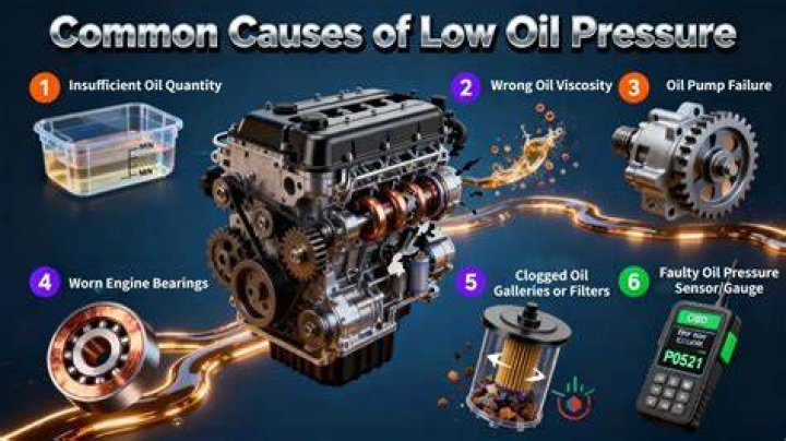 Can low oil pressure cause engine knocking?
