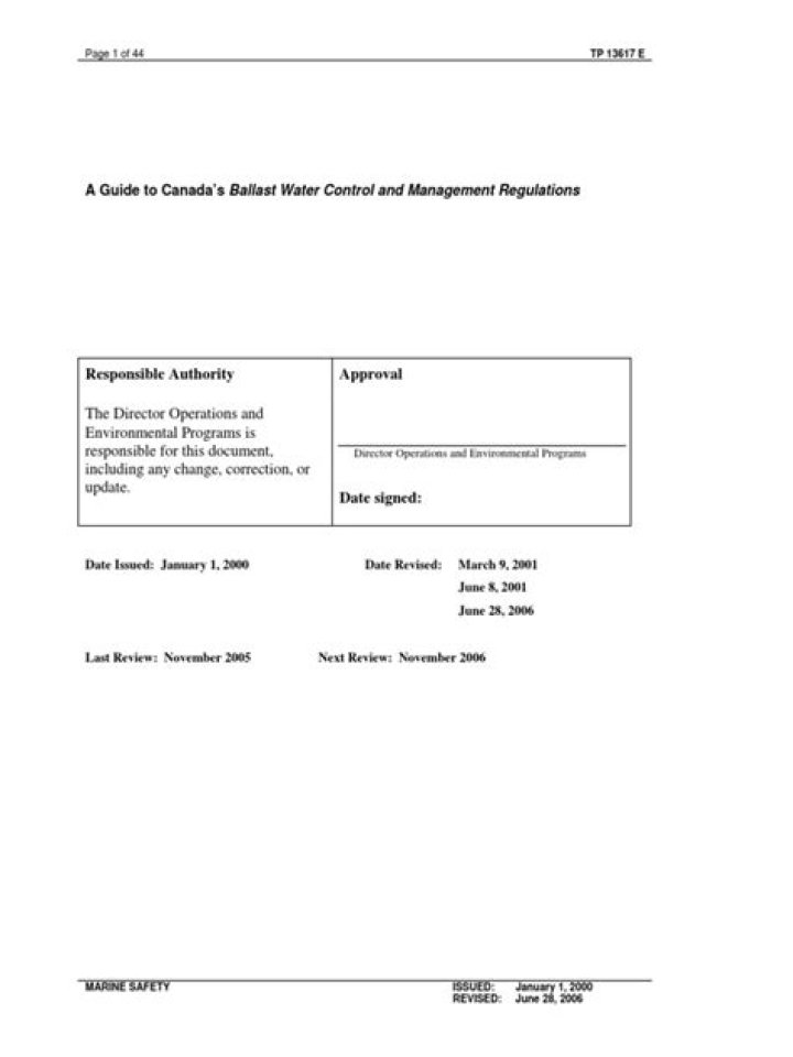 Canada’s Ballast Water Control and Management Regulations PDF: Compliance Guide