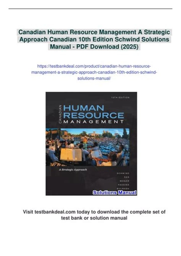Canadian Human Resource Management: A Strategic Approach 10th Edition PDF Guide