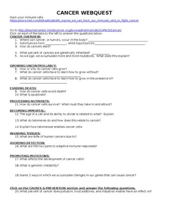 Cancer WebQuest Answers PDF: Complete Study Guide & Answers