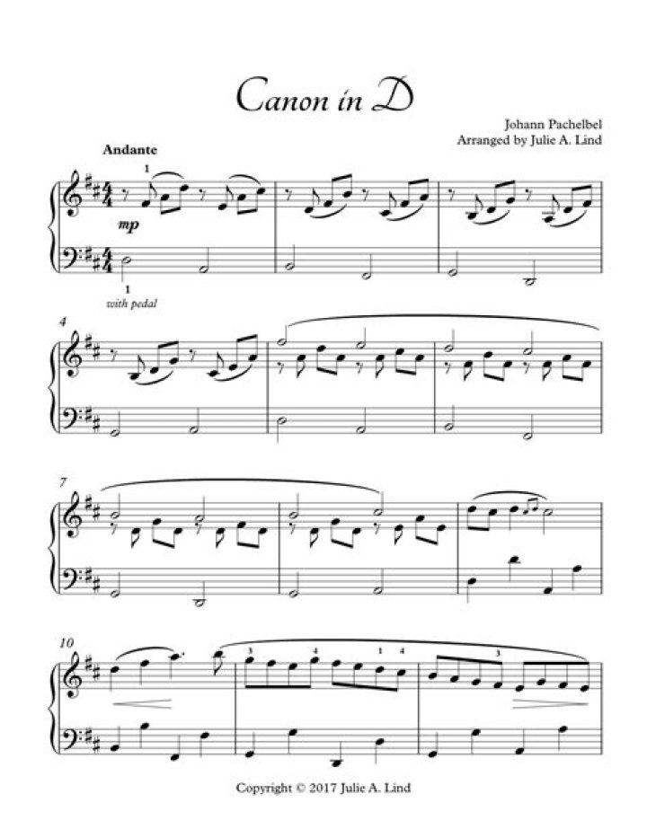 Intermediate Canon in D Piano Sheet Music PDF for Intermediate Players