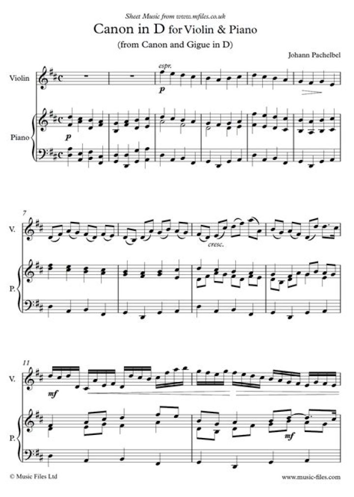 Canon in D Piano and Violin Sheet Music PDF – Play Now