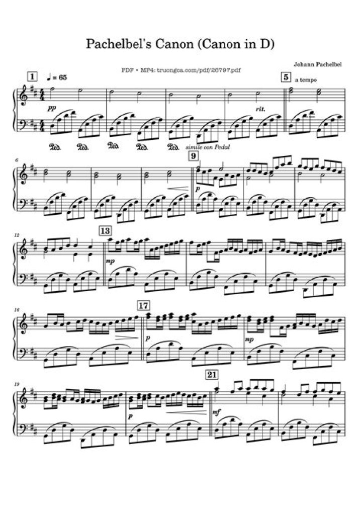 Free Canon in D Piano Sheet Music PDF Download – Play Beautifully
