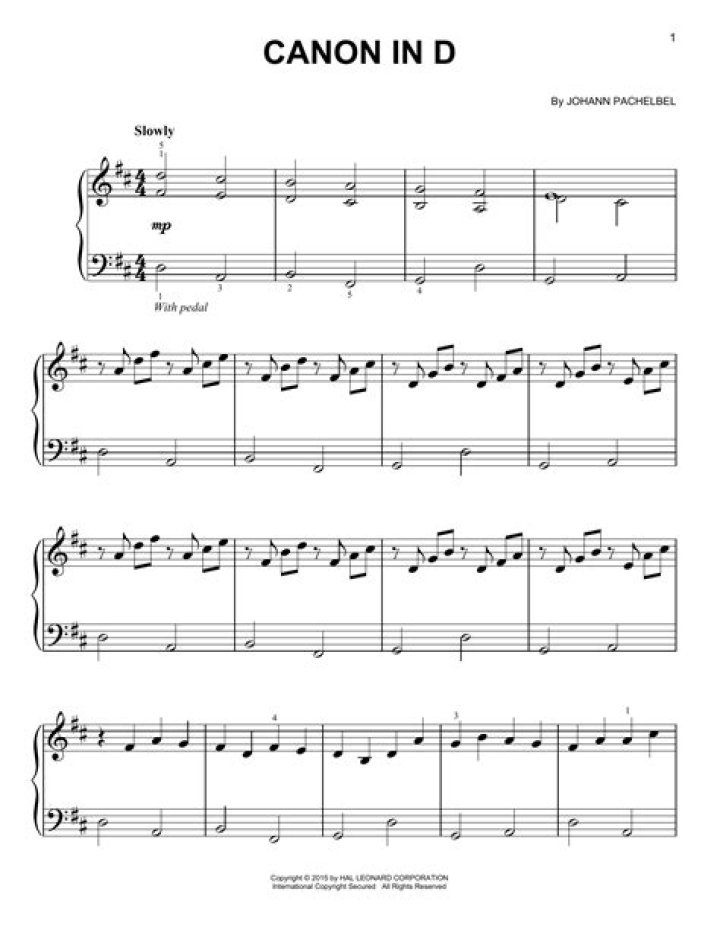 Canon in D Sheet Music Piano PDF – Easy Piano Sheet Music Download