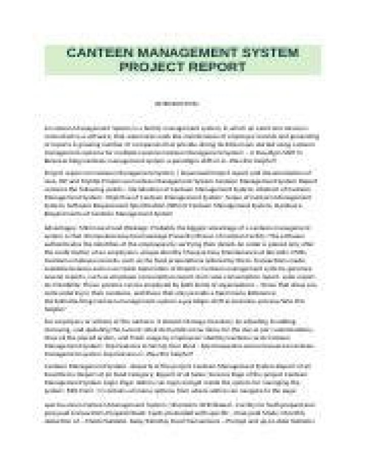 Canteen Management System Project Proposal PDF for Schools & Institutions