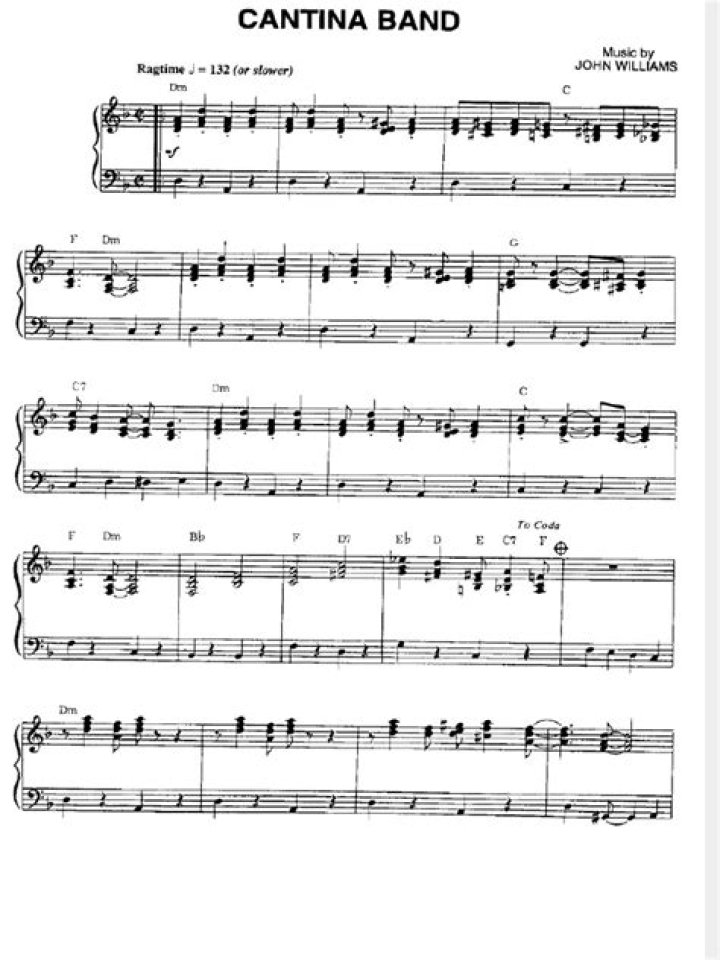 Cantina Band Piano Sheet PDF – Free Download