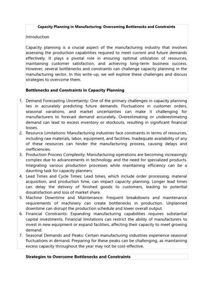 Capacity Planning in Manufacturing: Expert PDF Guide