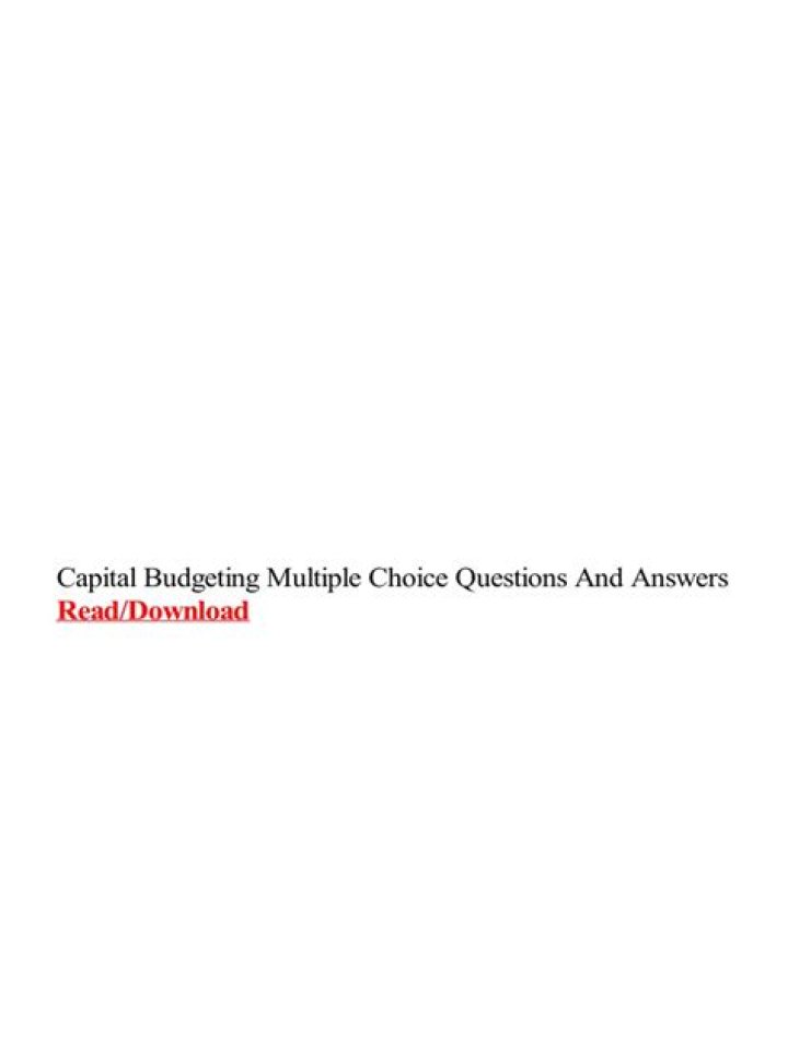 Master Capital Budgeting MCP Q&A: Multiple Choice Questions & Answers PDF