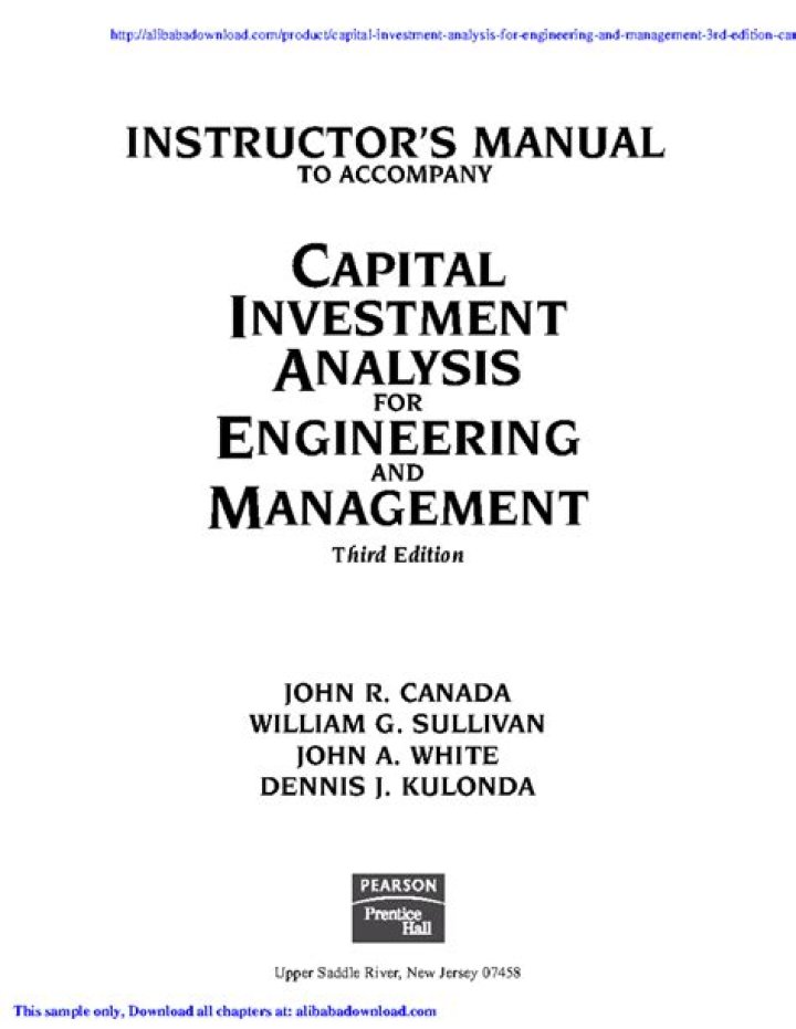 Capital Investment Analysis for Engineering and Management 3rd Edition PDF