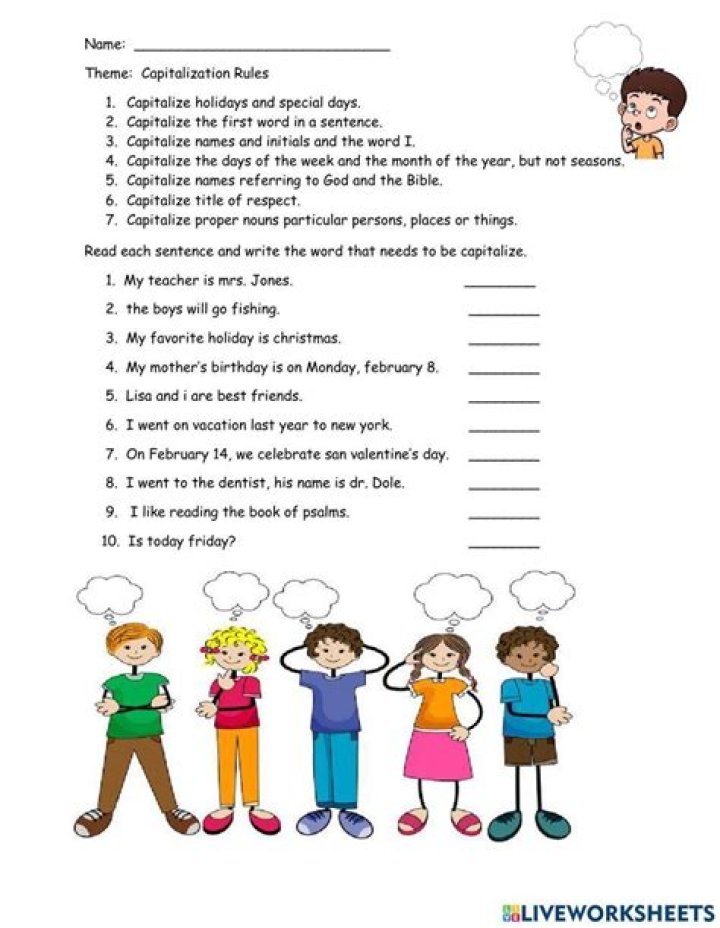 Capitalization Rules Worksheets PDF – Master Grammar with Practice