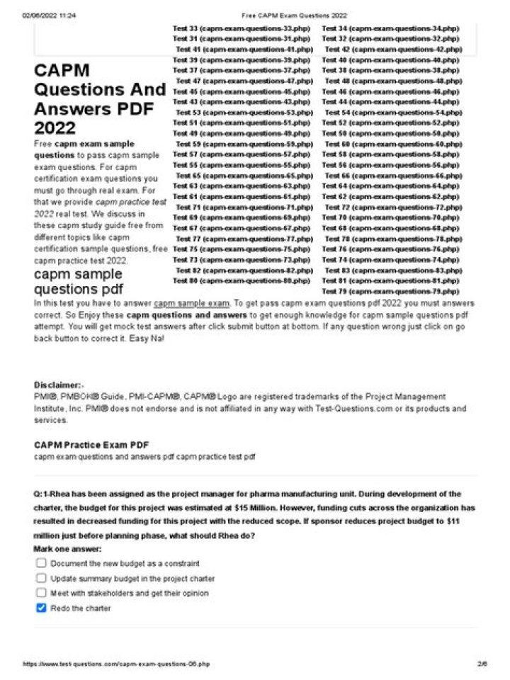 CapM Questions & Answers PDF: Master Exam Prep with Instant Answers