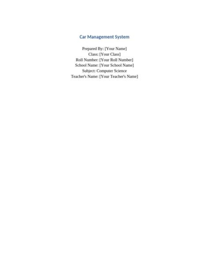 Car Management System Project PDF: Full Design & Implementation Guide