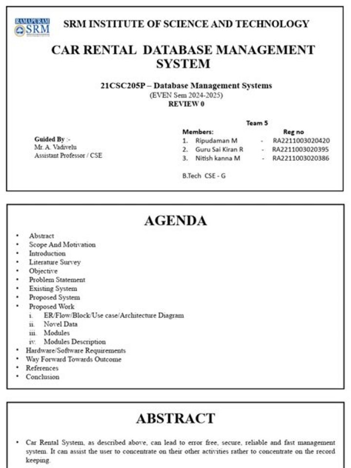 Car Rental Database Management System PDF – Efficient Fleet Tracking