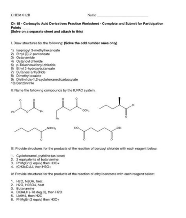 Carboxylic Acid Derivatives Practice Problems with Answers PDF – Step-by-Step Guide