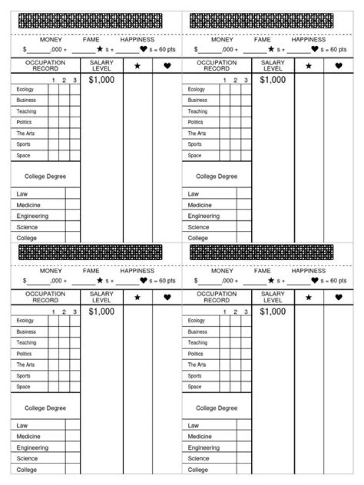 Careers Board Game Score Sheet PDF: Easily Print & Track Scores