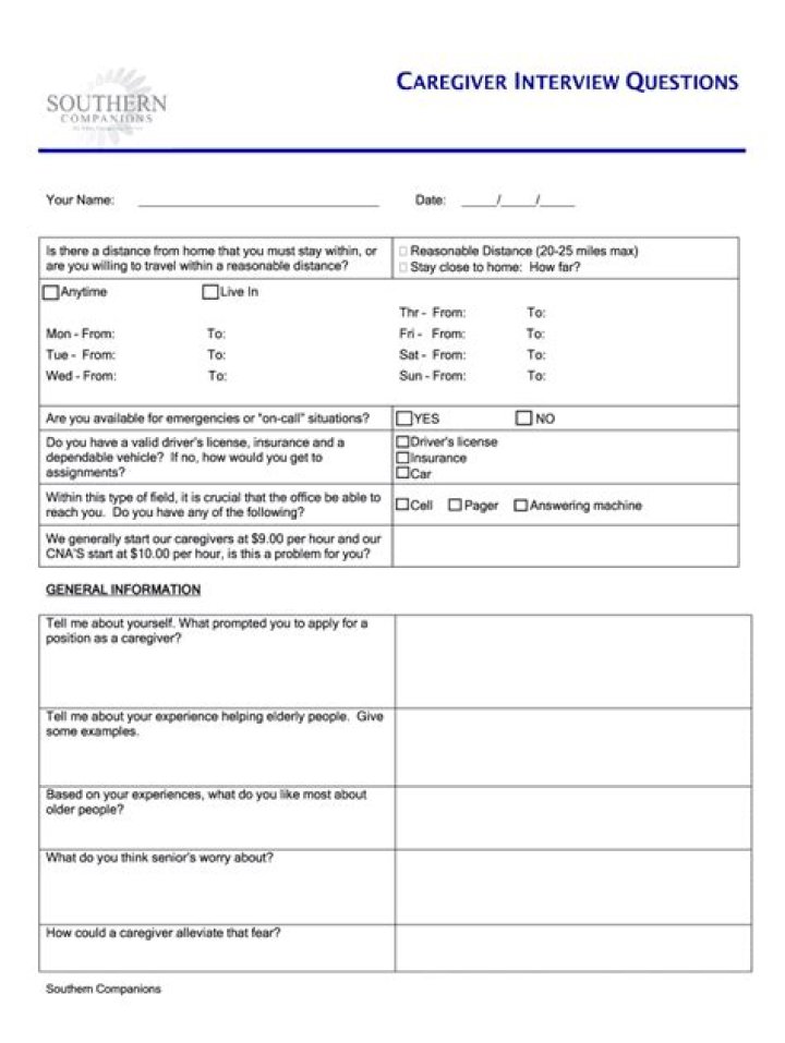 Essential Caregiver Interview Questions PDF for Hiring