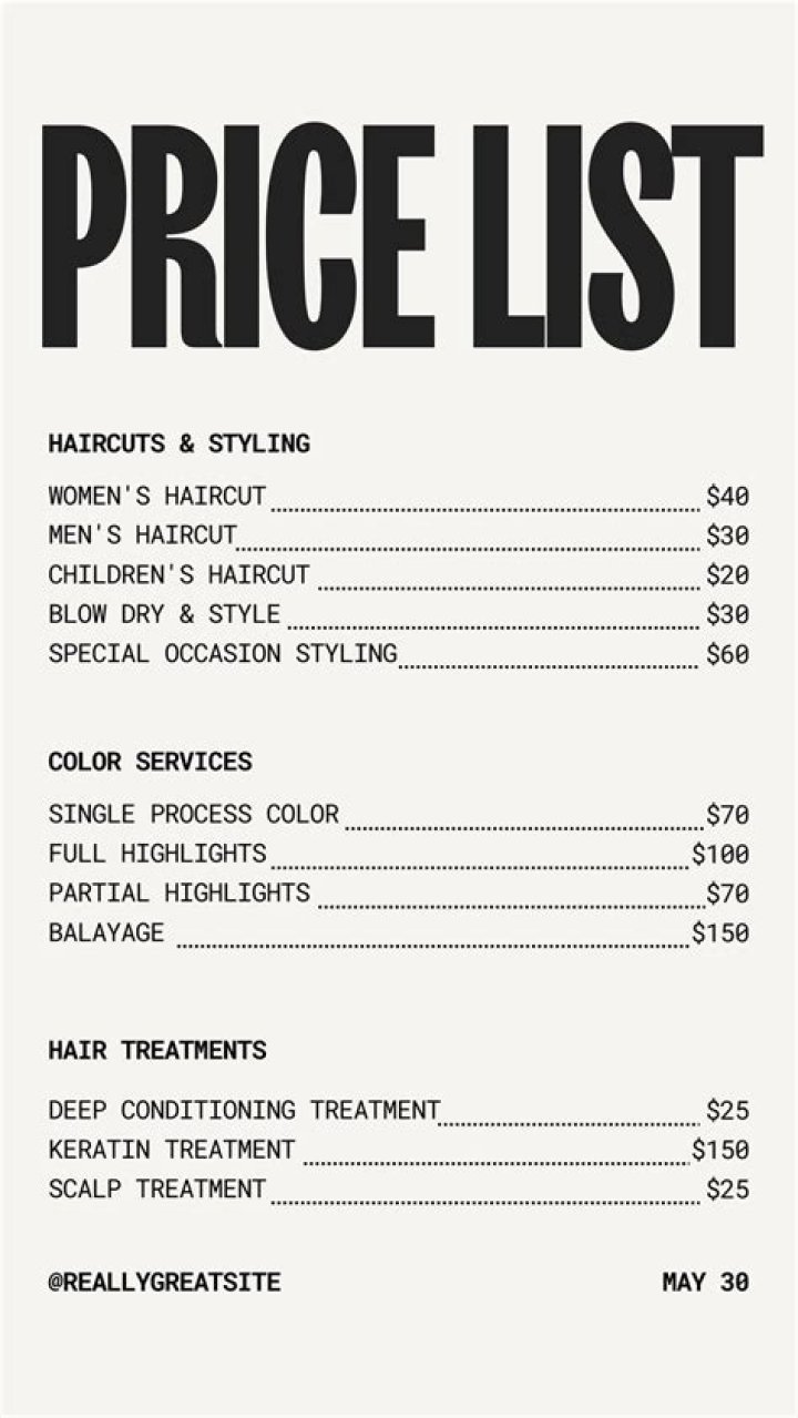 Carlton Hair Price List PDF – Affordable Haircuts & Styling Prices