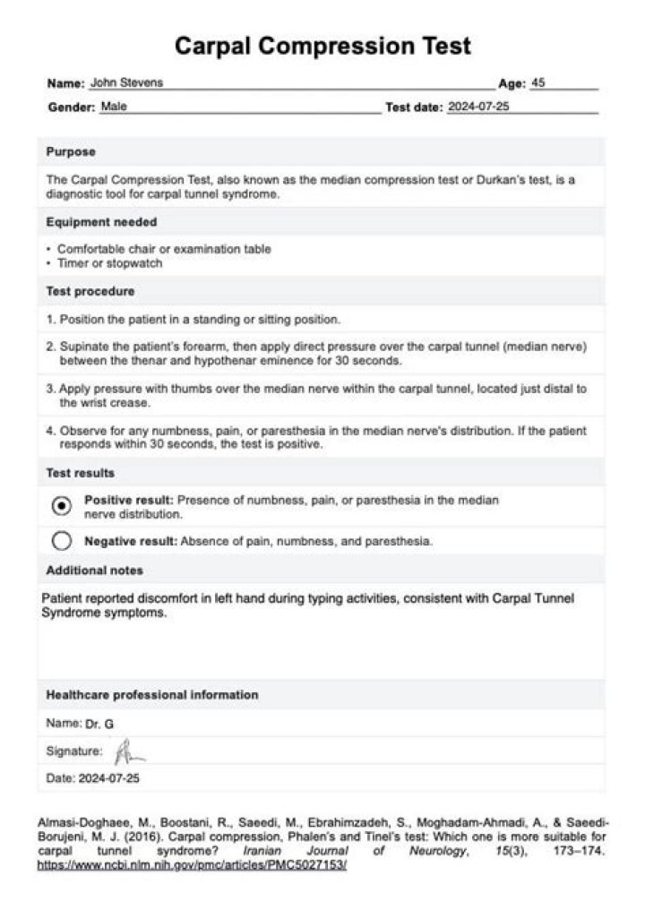 Carpal Compression Test PDF: Accurate Diagnosis Guide