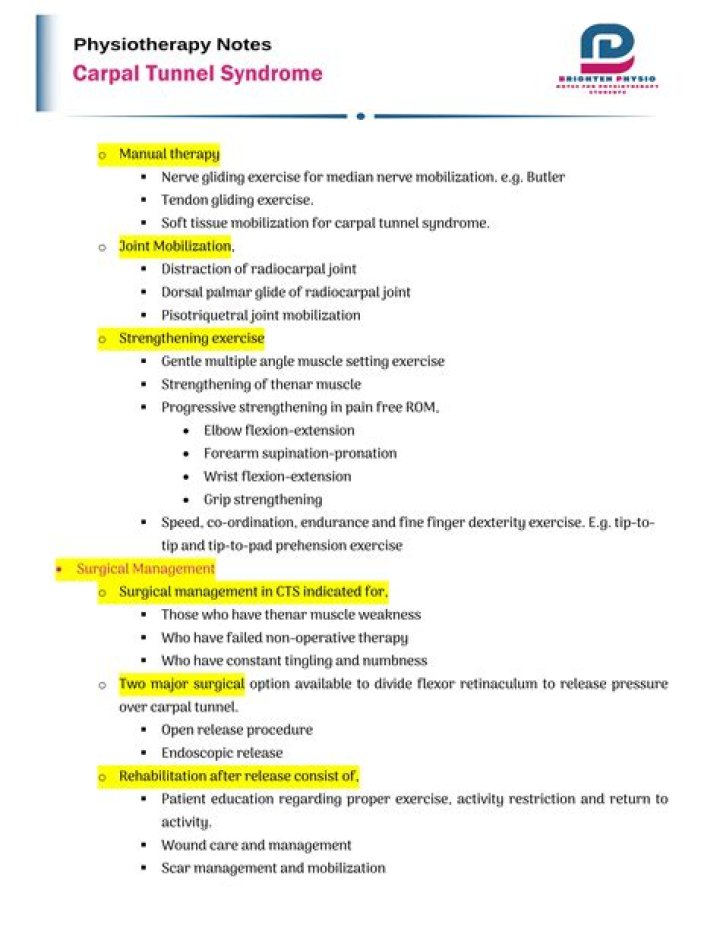 Carpal Tunnel Syndrome Physiotherapy Management PDF: Effective Recovery Guide
