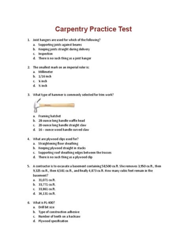 Carpenter Test PDF: Test Your Skills & Pass with Confidence