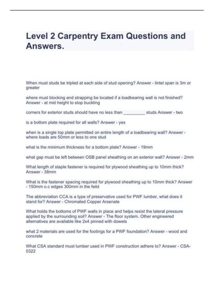 Carpentry Level 1 Review Questions & Answers PDF: Expert Guide