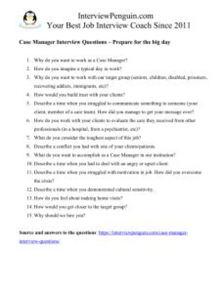 Case Manager Interview Questions & Answers PDF Guide