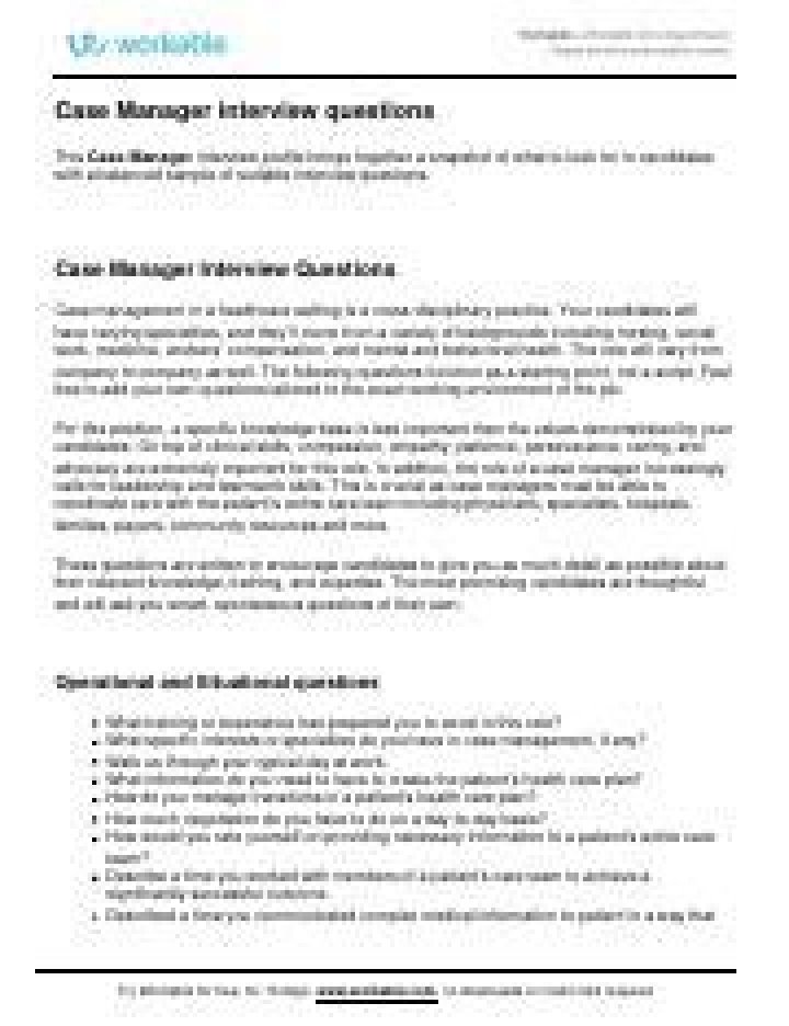 Essential Case Manager Interview Questions PDF Guide