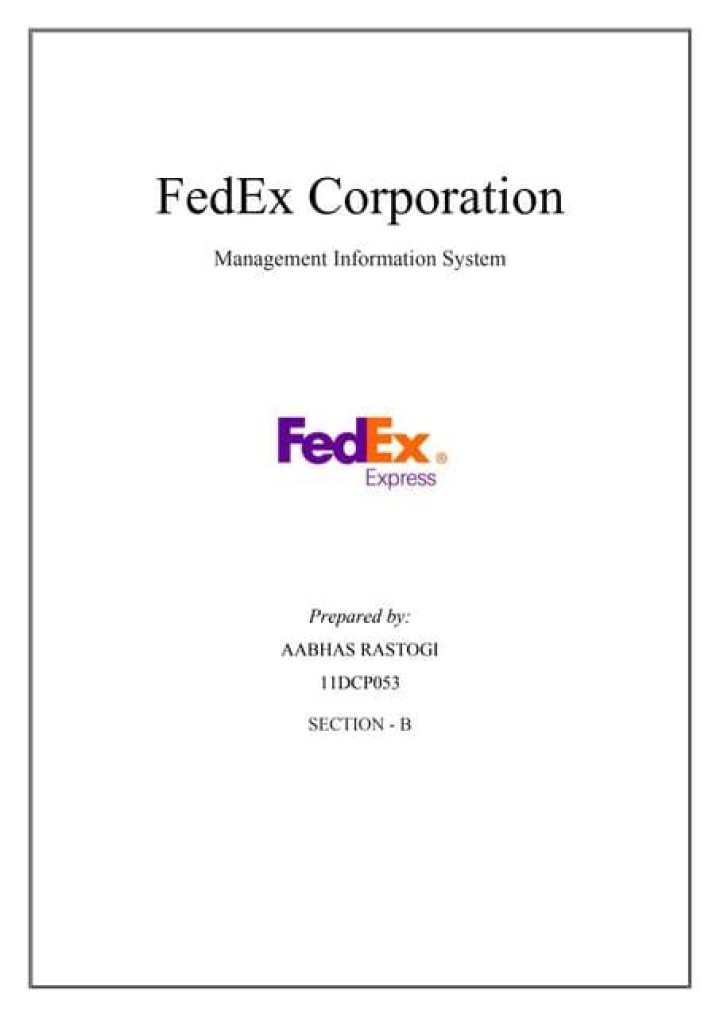 Case Study FedEx Corporation: Strategic Management Insights PDF