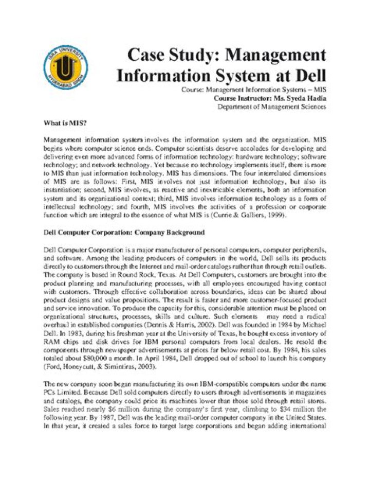Case Study Management Information System at Dell with Solution PDF